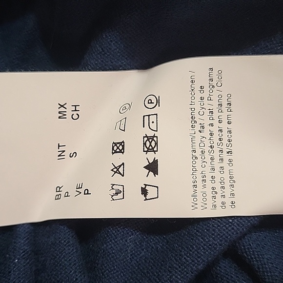 HUGO Men's Two-Tone Blue Crewneck Sweater, Cotton/silk/cashmere. Size S - Picture 3 of 4